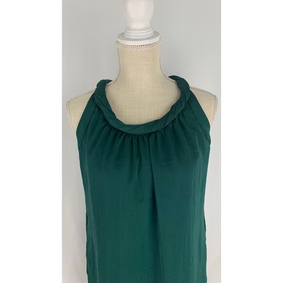 Talbots Emerald Green Rope Neck Mini Cocktail Dress Womens 4 Petite Sleeveless - Picture 7 of 9